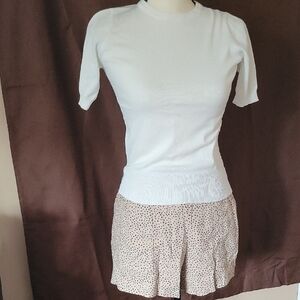 Abercrombie & Fitch Beige Linen Blend Animal Print Shorts